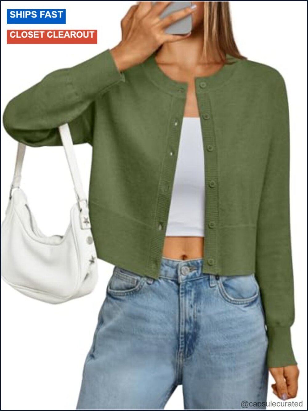 Cropped Lightweight Cardigan Crew Neck Summer Office AC Layering